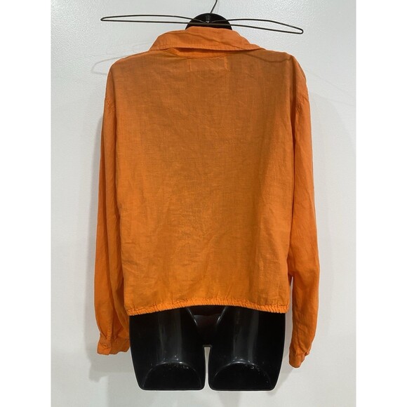 VTG New Hero Native American Size Large 100% Cotton Orange Shirt Front Tie - Picture 3 of 5